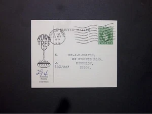 GB Papelería STO KGVI 11/2d Verde Postal Talla d FINSBURY PARK m/c H&B CS113 - Imagen 1 de 2