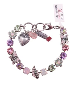 Mariana Pina Colada Pink & Green Crystal Butterflies Floral Silver Bracelet 1063 - Picture 1 of 4
