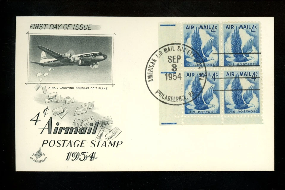 US FDC #C48 Artcraft Card M-5 1954 Philadelphia PA Bald Eagle Flight Unofficial - Image 1 of 2