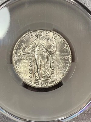 CACG AU58FH 1930 STANDING LIBERTY QUARTER BLAST WHITE ABSOLUTELY BEAUTIFUL - Image 1 of 3