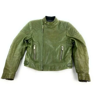 Bally Switzerland Distressed Italy Avocado Calf Leather Moto Jacket Men Sz 50 L - Picture 1 of 12