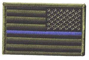 Gancio/anello bandiera USA 3,5" stelle nero/verde destra blu toppa polizia CHEZ-V - Foto 1 di 1