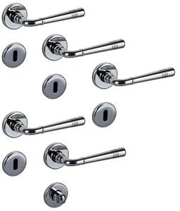Türbeschlag messing Türgriff Rosette chrom glänzend SET Zimmertür Bad 1-7 Türen - Bild 1 von 21