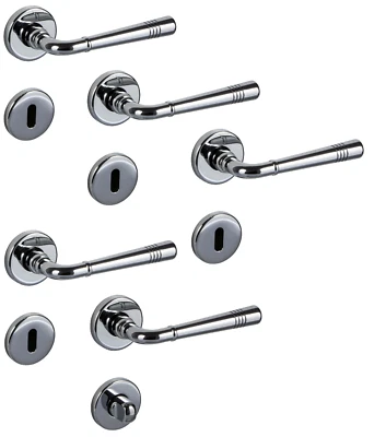 Ferramenta per porte Ottone Maniglia Rosetta Cromato Lucido Set Camera Bagno 1-7 - Immagine 1 di 4