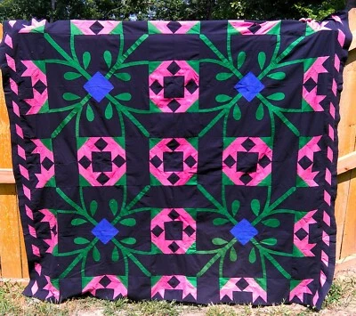 Vintage Quilt top North Carolina Lily Ready to Quilt 74 by 82 inches Mennonite? - Image 1 of 4