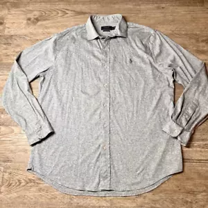 Camisa de vestir Polo Ralph Lauren para hombre gris lisa abotonada tejido suave talla XL - Imagen 1 de 9