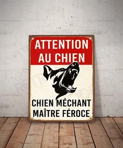 Plaque métal vintage citation Attention aux Chiens Décoration Pancarte Danger - Picture 1 of 3
