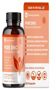 Pure Zinc Supplement, Natural Zinc Glycinate Supplements, (Chelated) 25Mg, 120 - - Picture 1 of 9