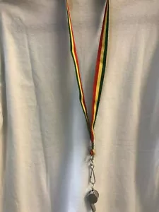 RASTA RED GOLD GREEN CARNIVAL LANYARD & WHISTLE 84cms x 2cms (33" x 3/4" ) - Picture 1 of 1