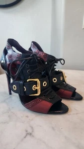 Burberry Womens Westmarie Genuine Bordeaux Snakeskin Bootie 8.5 US (38.5 EU) - Picture 1 of 12