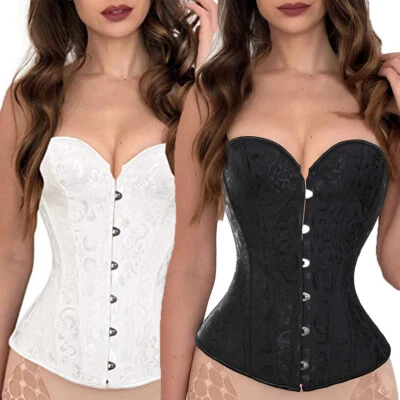 Mujeres Sexy Sobrebusto Hueso Corsé Burlesco Prenda para el torso vasco con cordones Bustier Lencería  Foto 1 de 4