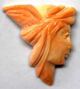 Vintage Natural Untreated Undyed Hand Carved Female Coral Face/Head - Picture 1 of 7