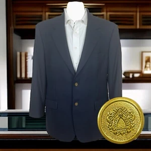 Club Room Blazer Mens 42R Navy Blue Gold Buttons Wool - Picture 1 of 12