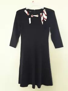 Abito in maglia metà polpaccio blu navy Talbots nuovo con etichette $149 NUOVO - Foto 1 di 4