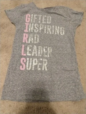 Camiseta Niñas Niños Lugar Talla 10-12 Gris Manga Corta Camisa NIÑAS Acrónimo Foto 1 de 4