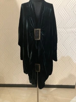 Vestido Vintage Años 20 Estilo Terciopelo Seda Verde Bosque Aleta Talla M Foto 1 de 3