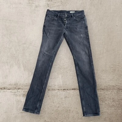 ALL SAINTS REX Jeans para hombre W32 Negro Denim desgastado Slim Fit Tapered Ripped Foto 1 de 4