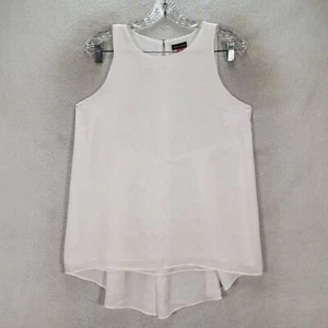 Blusa sin mangas plisada en capas cuello barco blanco Vince Camuto para mujer talla S - Imagen 1 de 23