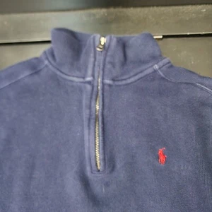 Polo Ralph Lauren Sweater Youth M 10-12 Navy Sweatshirt Quarter Zip 1/4 Zip - Picture 1 of 5