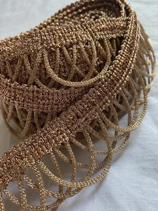 1 Yard rose gold indian lace trim 4 cm 40mm wide Dress Making Sewing - Picture 1 of 7