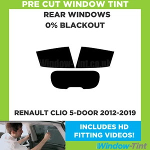 For Renault Clio 5-door 2012-2019 Pre Cut Window Tint Rear 0% Blackout Film - Picture 1 of 10