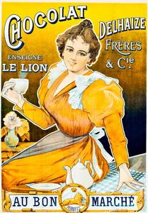 Chocolat Delhaize vintage French Advertising A1 High Quality Canvas Print - Picture 1 of 1