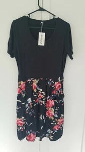 Women's Black Rose Casual Dress Size Large - Picture 1 of 12