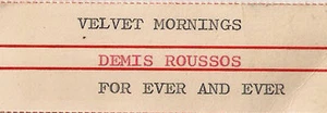 Demis Roussos - Velvet Mornings - original jukebox title strip - Picture 1 of 1