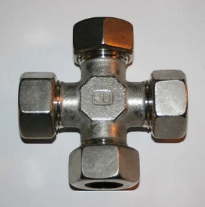22MM OD Tube 316ss Hi-Pressure Hydraulic Cross DIN Fitting Ermeto Parker K22L71 - Picture 1 of 4