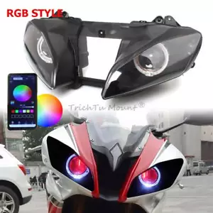 Front Headlight Assembly RGB Style w/Angel Devil Eye For Yamaha YZF R6 2006-15 - Picture 1 of 23