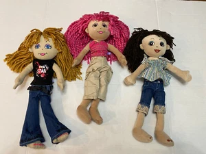 Lot Of 3- Build A Bear Friends 2B Made Cloth Plush Dolls Pink Brown Hair - Picture 1 of 12