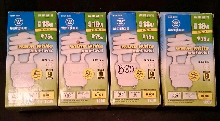 4 Westinghouse #36308 75W GU24 Base Warm White Bulbs - Image 1 of 3