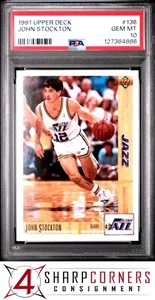 1991 UPPER DECK #136 JOHN STOCKTON JAZZ HOF PSA 10 - Picture 1 of 2