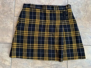 Lands End 12-13 Years Girls Size 14 School Uniform Skirt Black Yellow Plaid - Picture 1 of 9