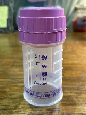 Vintage 90s Playtex Plastic Decorated Drop-In Nurser Baby Bottle w/Lid - Image 1 of 4