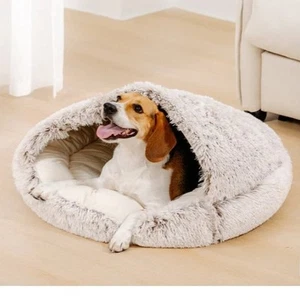 LUSTIGES FLAUSCHIGES HUND KATZENBETT Beruhigend KUSCHELN Plüsch BEZOGEN Medium 23 ZOLL - Bild 1 von 9