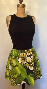 Vintage 70’s Groovy Hawaiian Floral Barkcloth Mod A-Line Mini Skirt Homemade SM - Picture 1 of 6