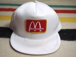 VTG 80s 90s McDonalds Fast Food Promo Employee White Trucker Snapback Hat Cap - Picture 1 of 6