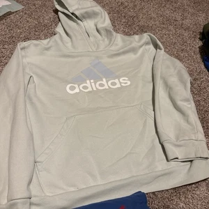 Youth Large Light Blueish Green Adidas Hoodie Excellent Condition Pre-Owned - Picture 1 of 3