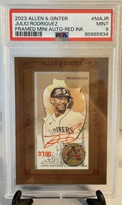 Julio Rodriguez Auto Red Ink #07/10 2023 Topps Allen & Ginter PSA 9 Mariners - Picture 1 of 2