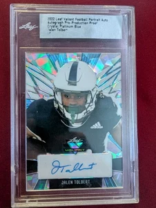 2022 Leaf Valiant Football Portrait Auto Pre Production Proof Jalen Tolbert  - Picture 1 of 2