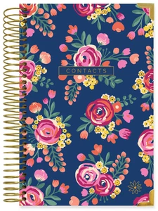 Libro de contactos bloom daily planners, sello dorado floral vintage - Imagen 1 de 15