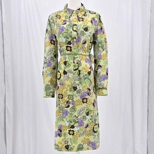Psychedelic 60s The Tog Shop Floral Paisley Dress Women’s 12 Belted Midi Vintage - Picture 1 of 11
