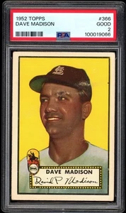 1952 Topps #366 Dave Madison PSA 2 CENTERED NO CREASES High Number Set Break - Picture 1 of 2