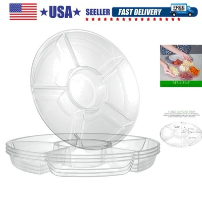 6 bandejas/platos de plástico redondos seccionales transparentes paquete de 2 Foto 1 de 4