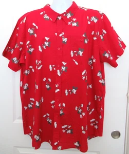 Disney Red Hawaiian Mickey Mouse Print Short Sleeve Button Front Shirt Size 3XL - Picture 1 of 6