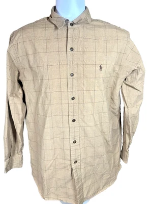 Camisa Polo Ralph Lauren Lowell Deportiva Abotonada Talla M Beige Glen Cuadros Foto 1 de 4