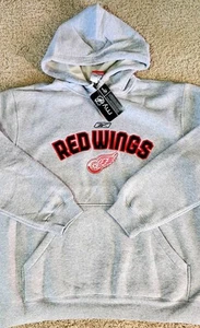 Detroit Red Wings Hoodie Reebok Men's Small NHL Hockey White and Red - Picture 1 of 2