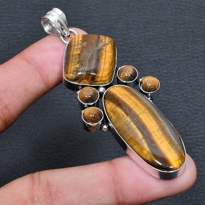 Colgante Joyería Ojo de Tigre Hecho a Mano 2.84" D322 Foto 1 de 3