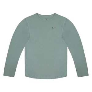 Nike Dri-Fit Logo Manga Larga Cuello Redondo Pullover Verde Hombre Top 125218 090 - Imagen 1 de 2